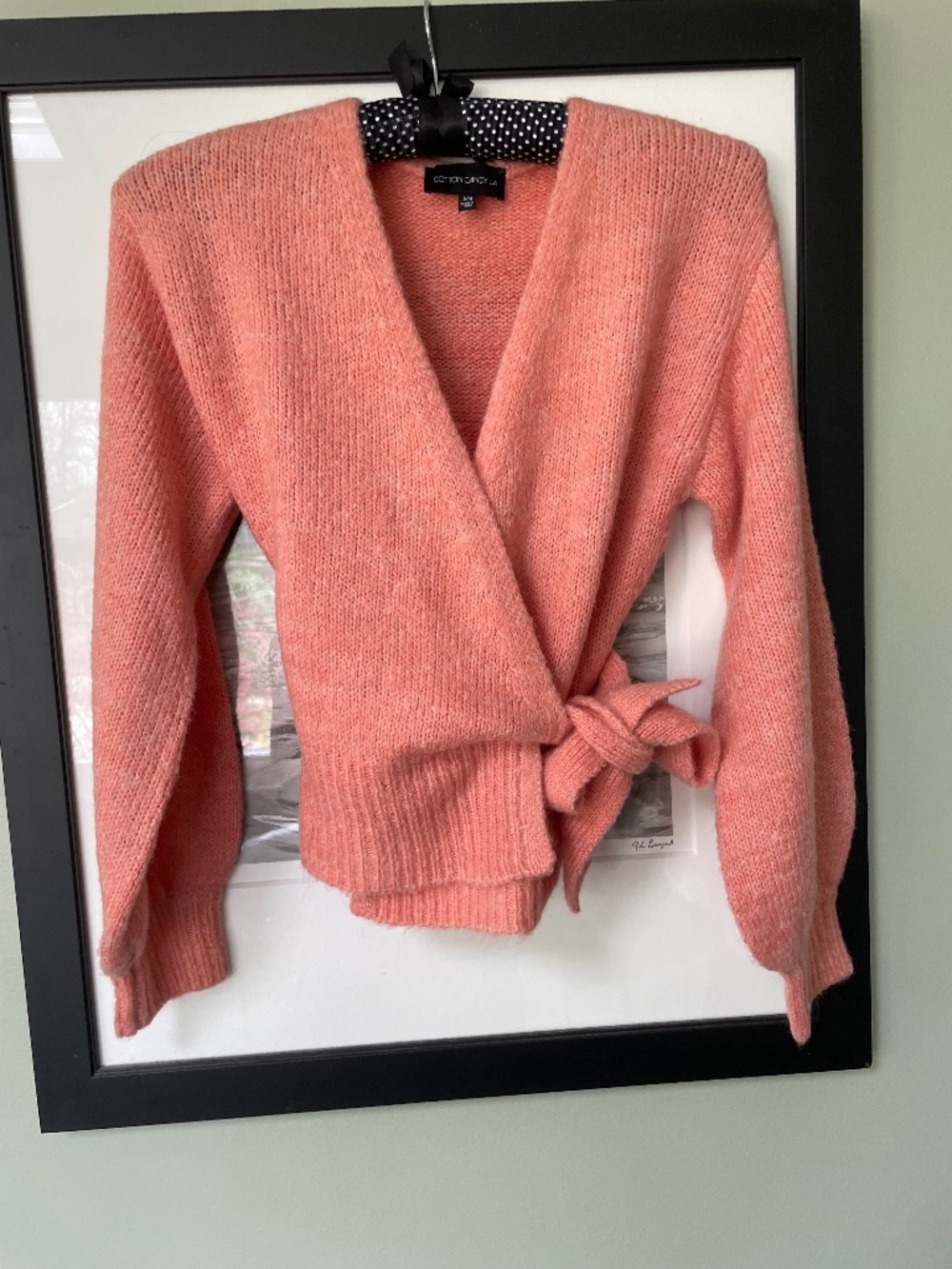 Lulu's - Apricot color-  knit wrap sweater w/ Balloon sleeves - S/M